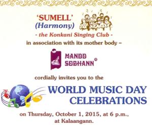 Konkani Singinc Club and Mandd Sobhann to Celebrate World Music Day on October 1.